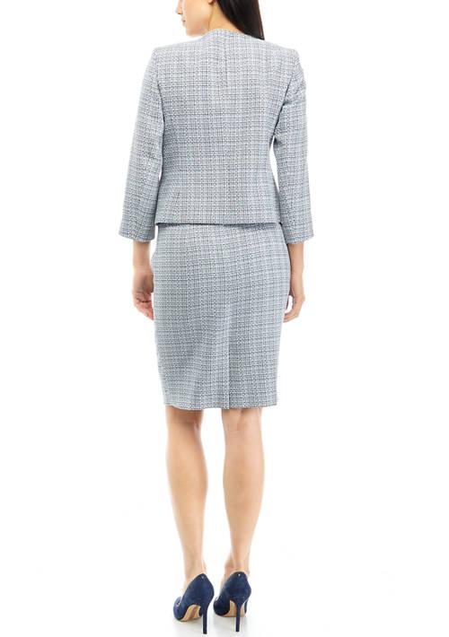 Le Suit Suit Womens Tweed Four Button Jacket And Slim Skirt Set