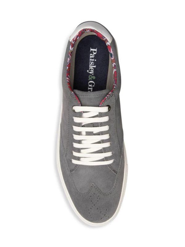Paisley and Gray Wingtip Suede Oxford Sneakers 4