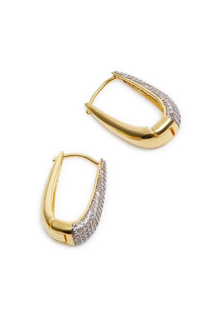 FALLON Elongated gold-plated hoop earrings  3