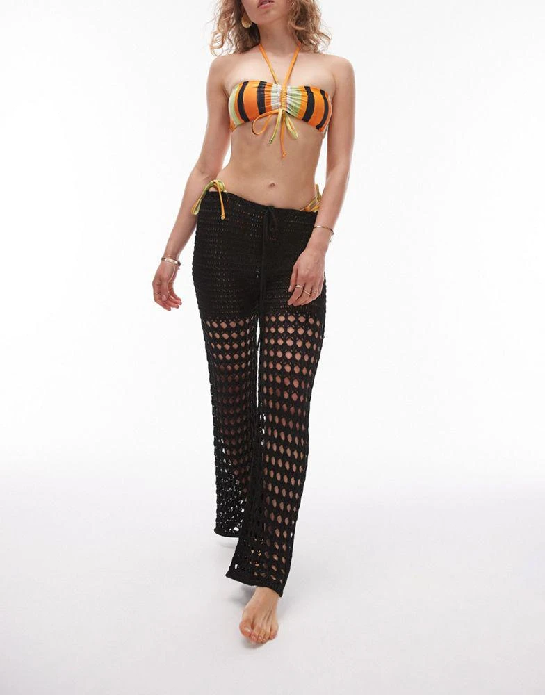 Topshop Topshop stripe print halter neck bikini top in abstract orange 2