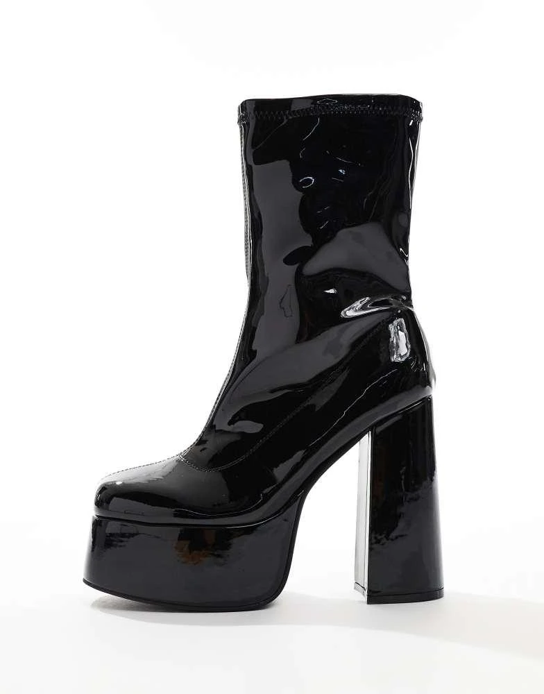 Koi Footwear KOI platform heeled ankle boots in black patent 2