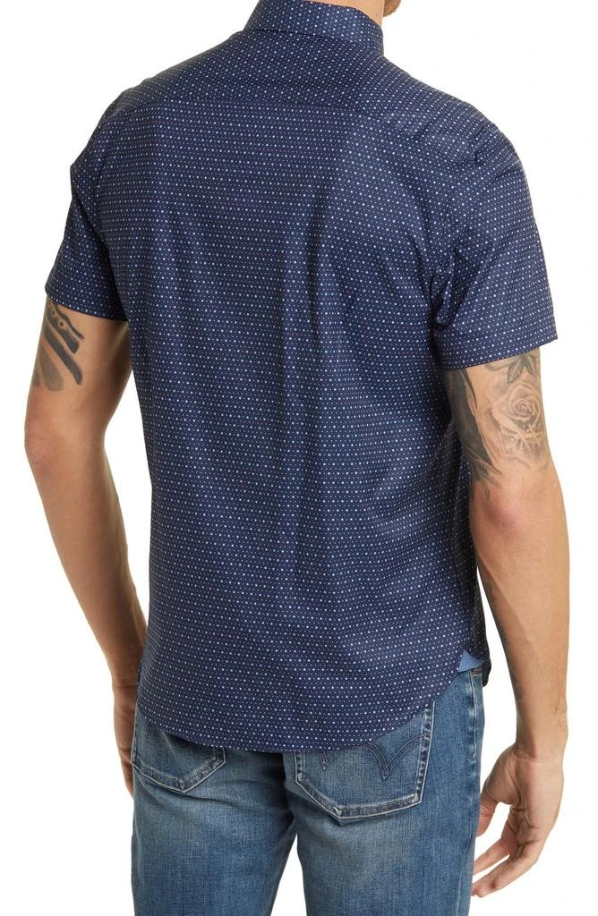 CONSTRUCT Slim Fit Microdot Short Sleeve 4-Way Stretch Performance Button-Down Shirt 2