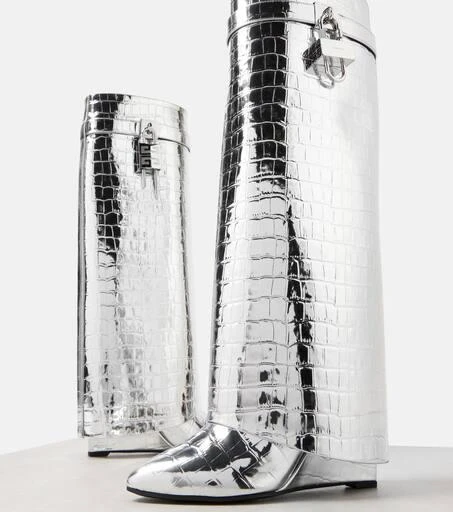Givenchy Shark Lock croc-effect leather knee-high boots 5
