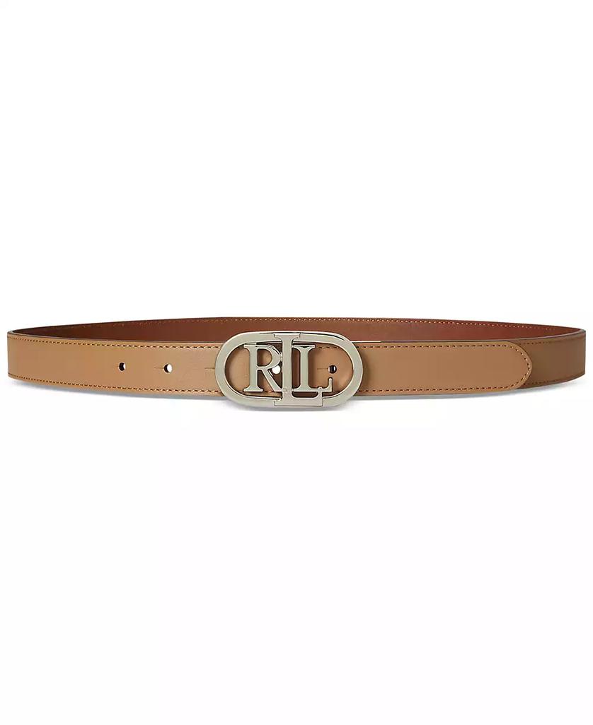 Ralph Lauren Oval-Logo Reversible Leather Skinny Belt