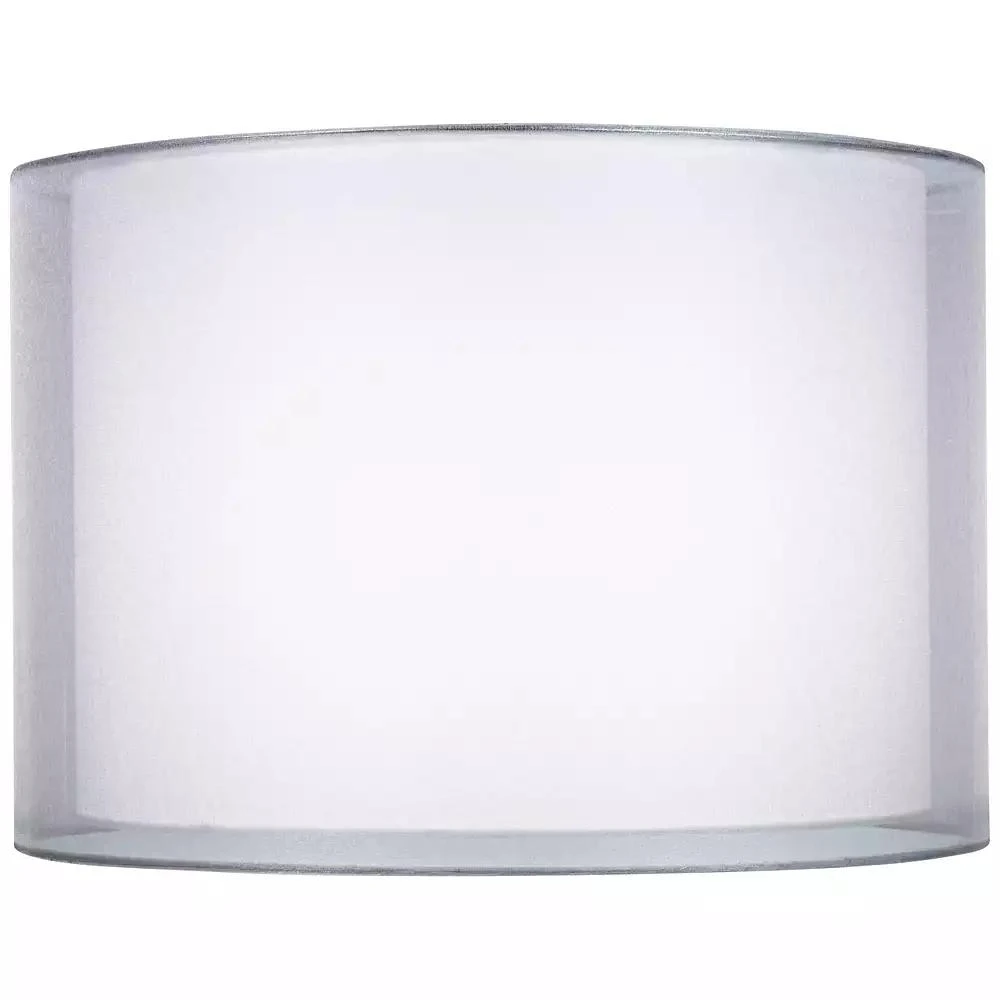 Springcrest Silver and White Double Sheer Medium Drum Lamp Shade 16 ...