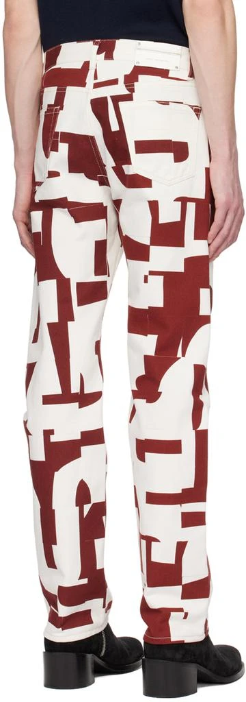 Dries Van Noten White & Burgundy Print Jeans 3