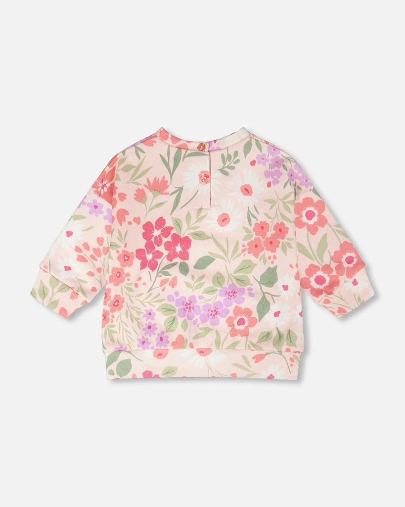 Deux par Deux French Terry Sweatshirt Pink Printed Flowers 4