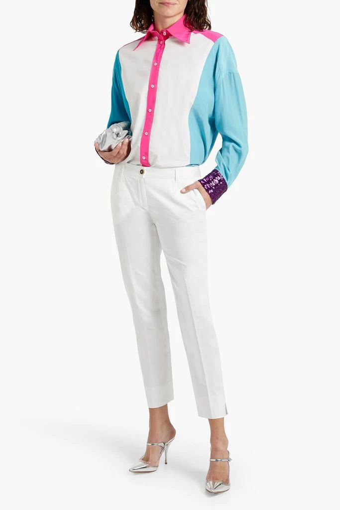 DOLCE&GABBANA Cotton-blend twill slim-leg pants White IT-48 
