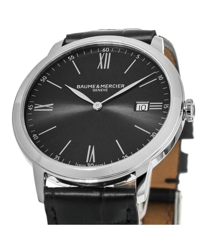 Baume & Mercier Baume & Mercier Classima Quartz Grey Dial Black Leather Strap Men's Watch 10416 2