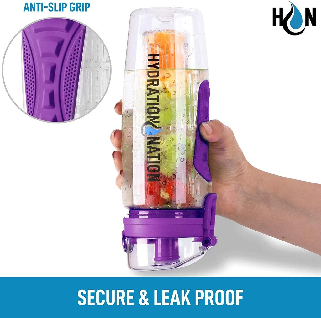 Zulay Kitchen 34oz Fruit Infuser Water Bottle - BPA Free Dual Non-Slip Grip and Flip Lid 7