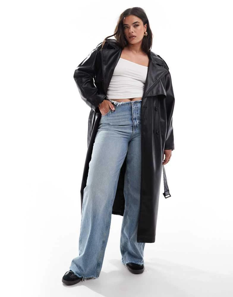Leather Look Asos Plus Size Leather Jacket ASOS DESIGN Curve