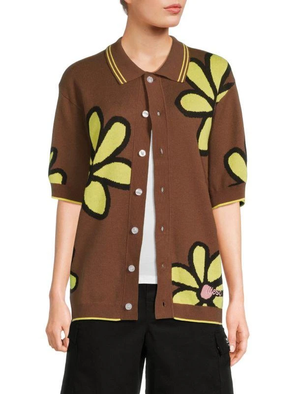 WeSC ​Daisy-Pattern Cotton Cardigan Polo Shirt 3