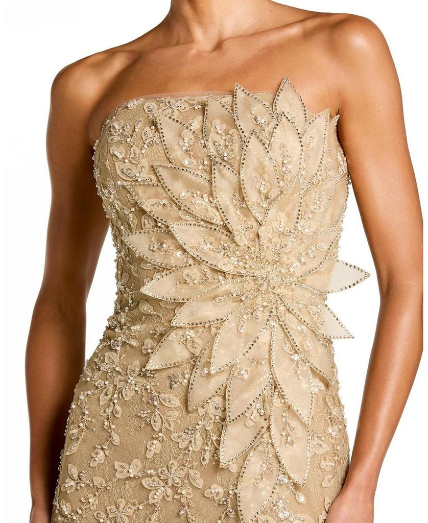 Mac Duggal Beaded Strapless Mermaid 3D Flower Gown 3