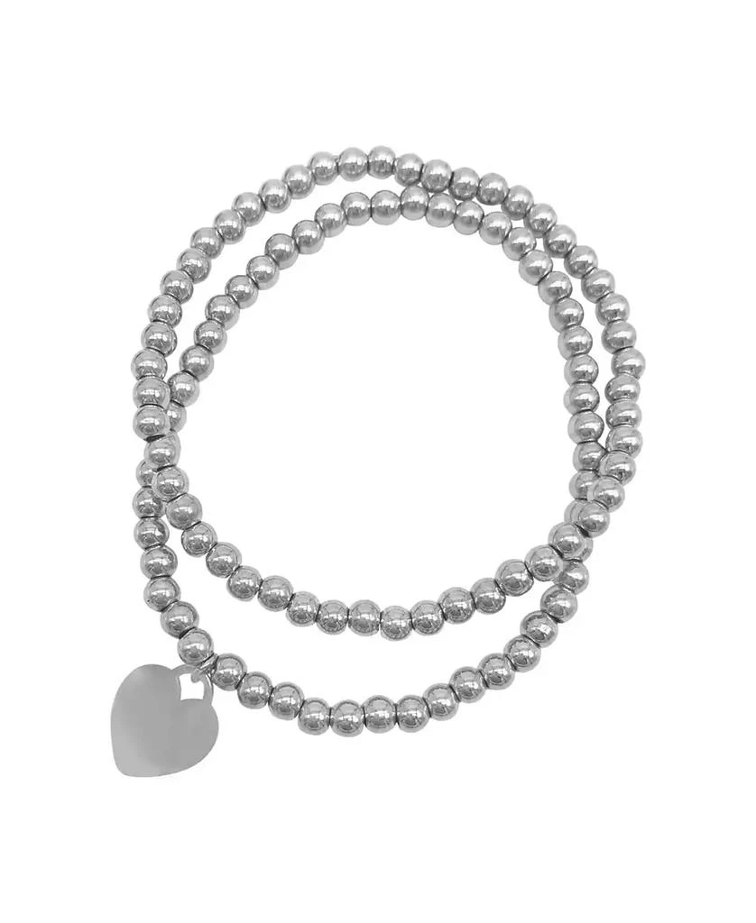 ADORNIA Tarnish Resistant Silver Set of Ball Bracelets 1