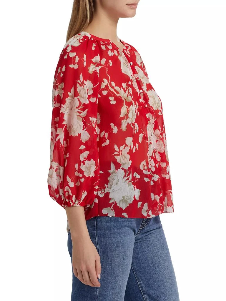 L'Agence Teagan Floral Semi-Sheer Button-Front Blouse 4