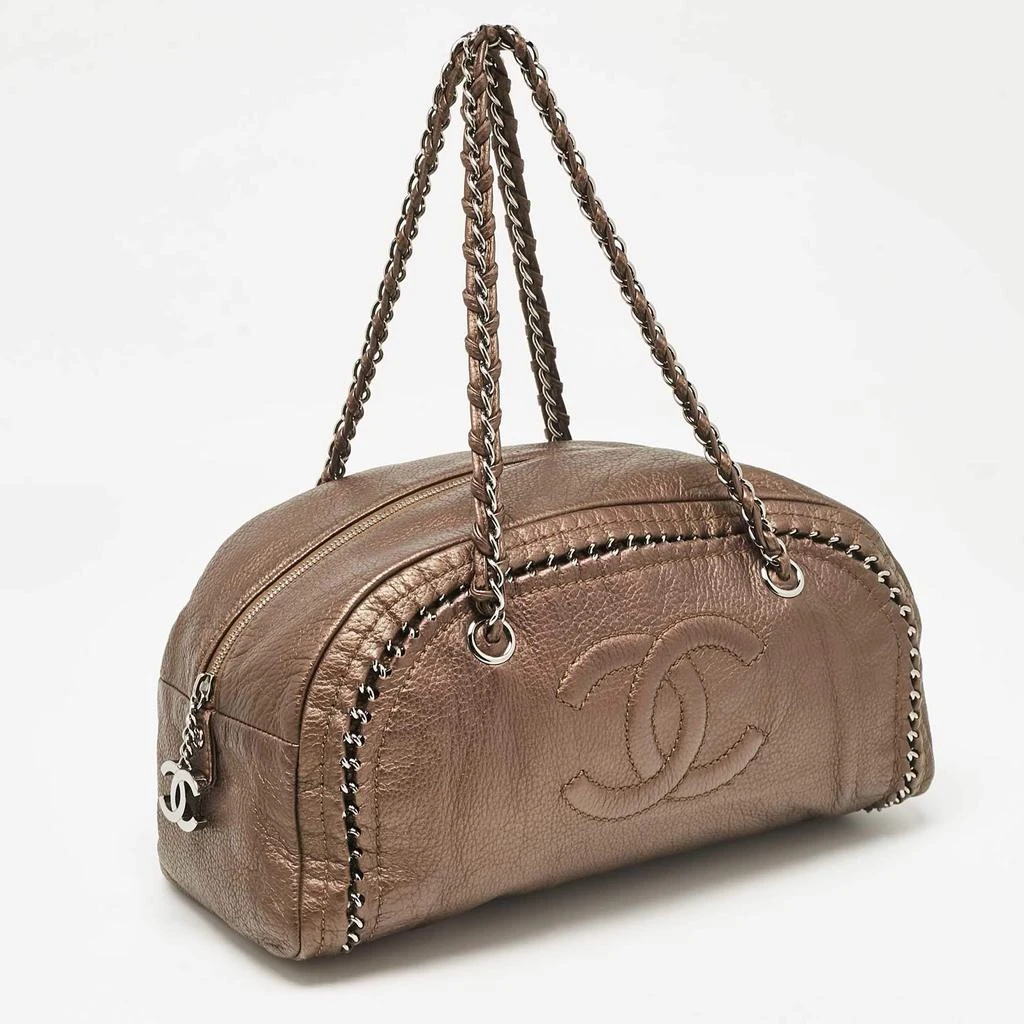Chanel Chanel Bronze Leather Medium Chain Trim Luxe Ligne Bowler Bag 3