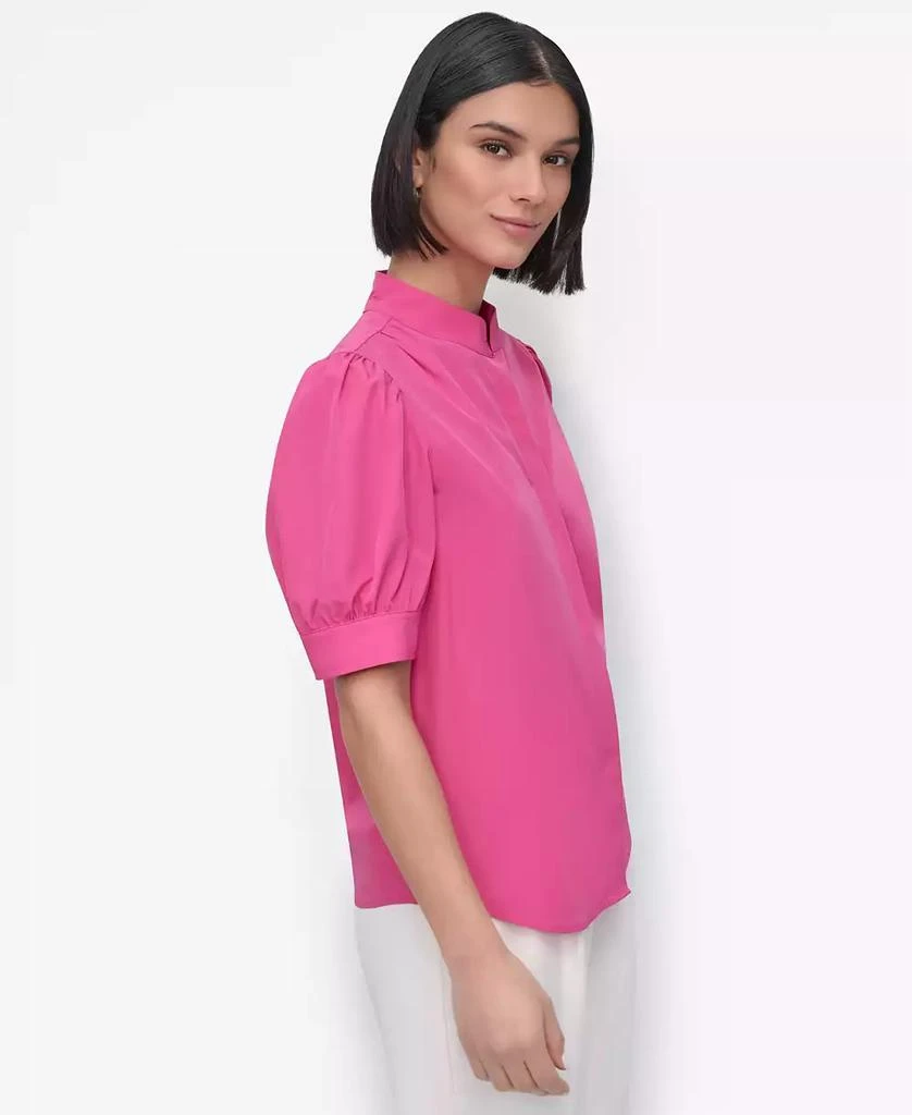 DKNY Petite Mandarin-Collar Puff-Shoulder Shirt 3