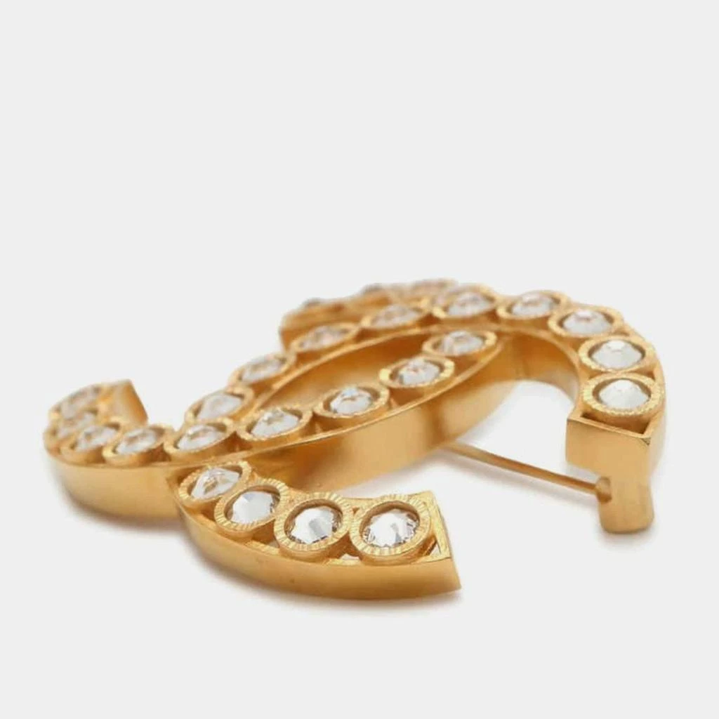 Chanel Chanel Gold Metal Rhinestone CC Logo Brooch 4