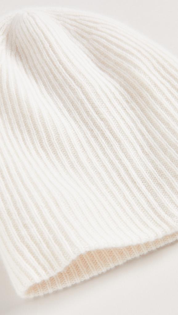 White  Warren Plush Rib Cashmere Beanie