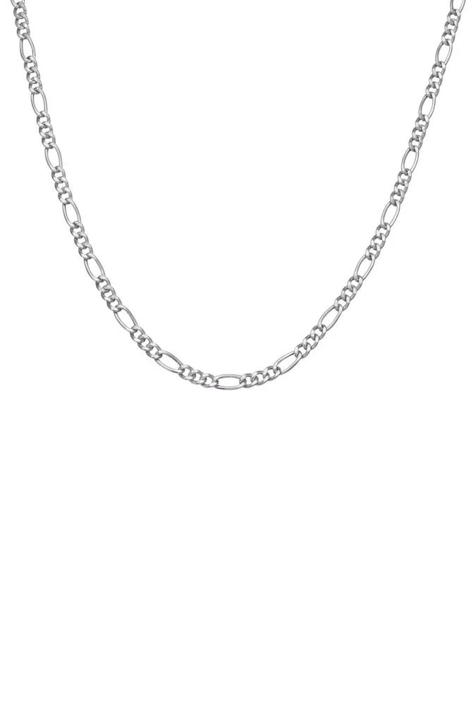 FZN Men
s Sterling Silver Figaro Chain Necklace
