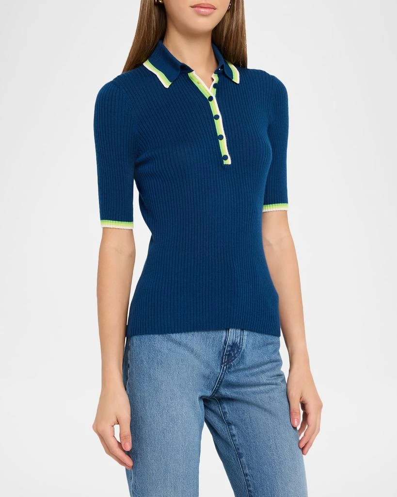 Gabriela Hearst Perro Rib Short-Sleeve Polo Shirt 4