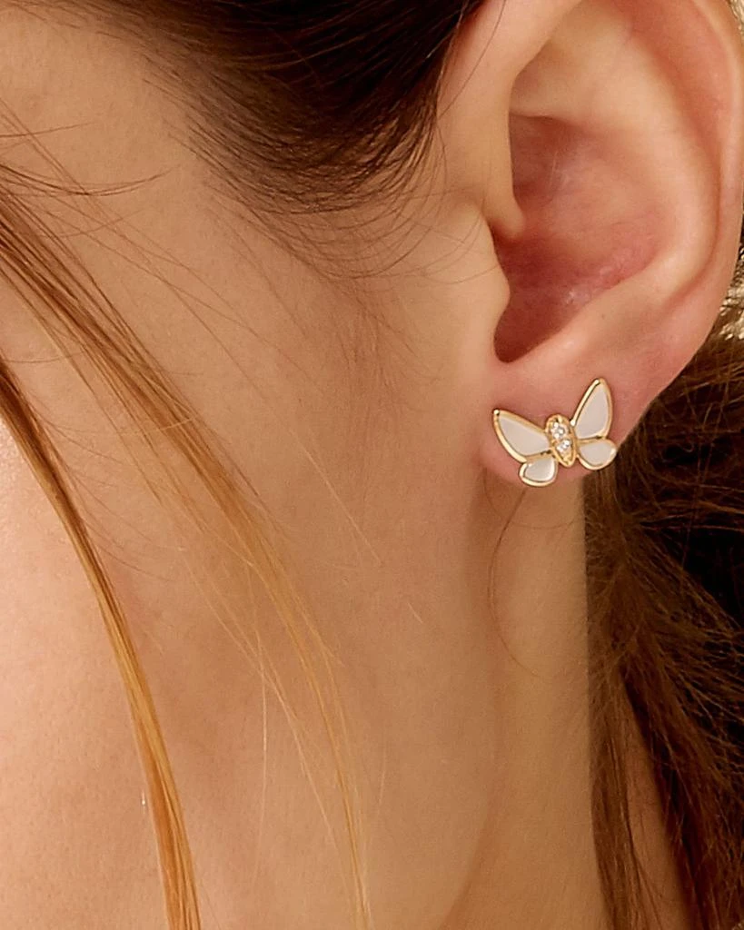 Syna Mother-Of-Pearl Diamond Butterfly Stud Earrings 2
