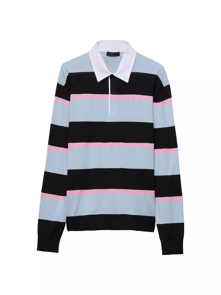 Prada Striped Silk and Cotton Polo Shirt - Polo Shirts - Free  