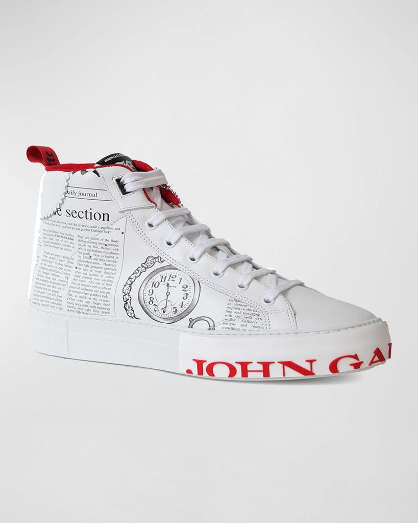 John Galliano Paris Men's Gazette High-Top Leather Sneakers 2