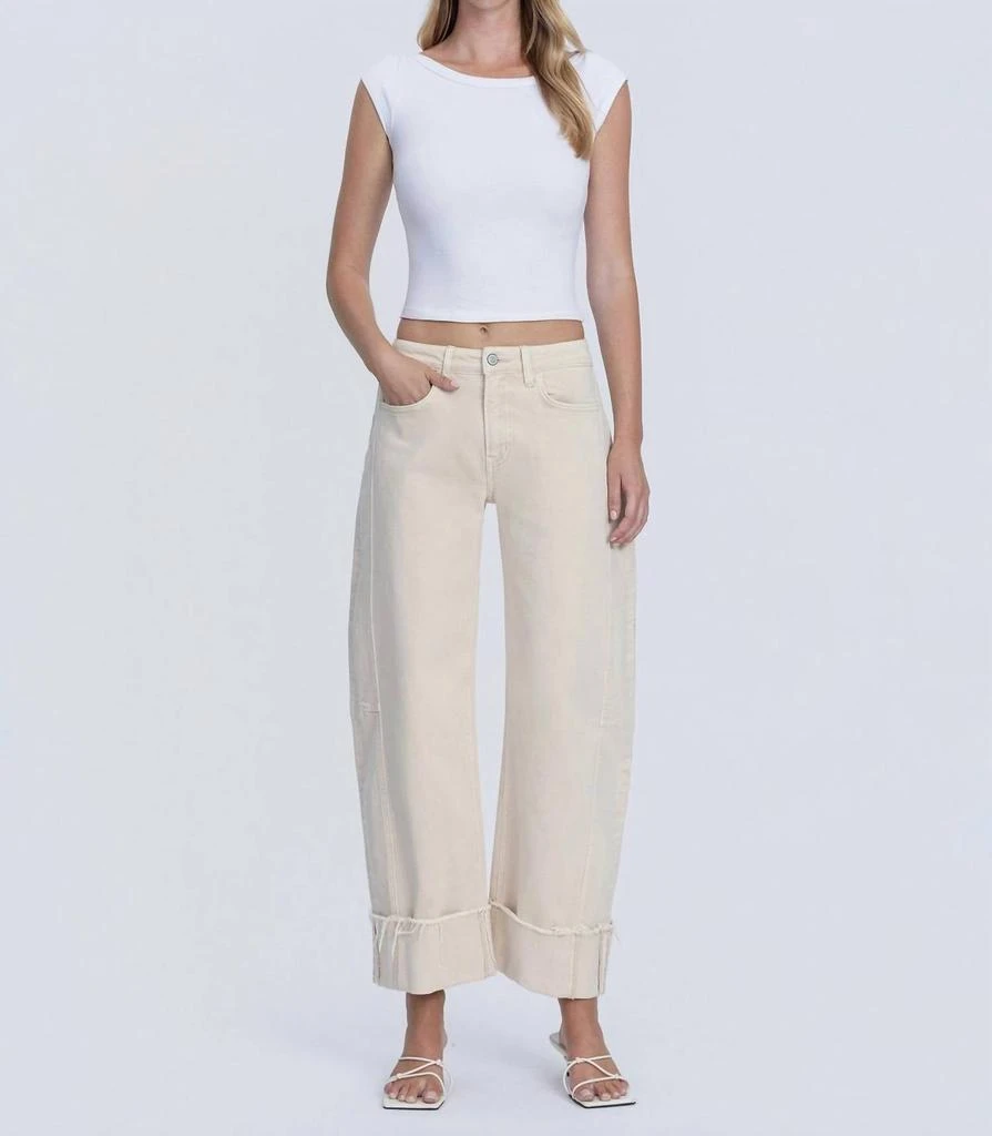 FLYING MONKEY Flying Monkey - High Rise Side Panel Cuffed Crop Barrel Jeans