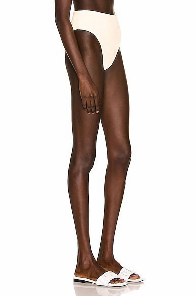 Haight Ribbed High Leg Hotpants Bikini Bottom In White Clay 2