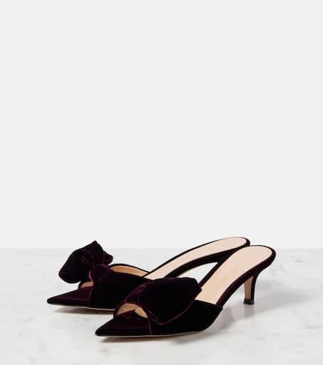 Gianvito Rossi 55 bow-detail velvet mules 4