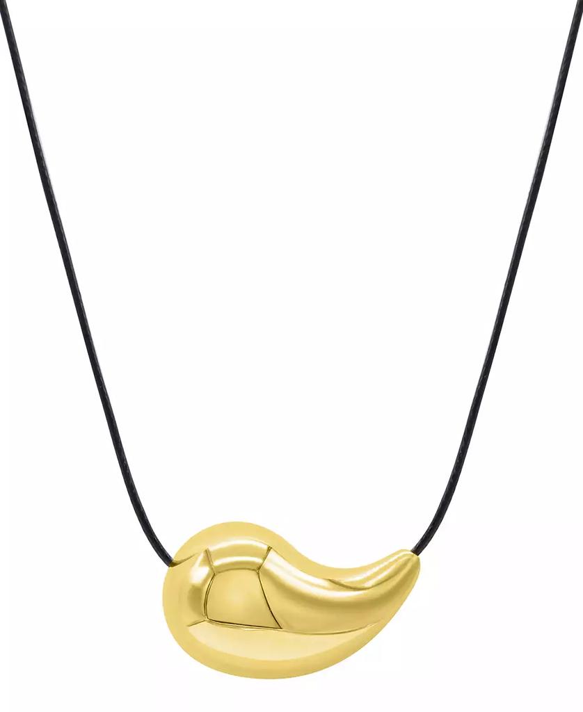 ADORNIA Gold Tarnish Resistant Adjustable Teardrop Black Chord Necklace