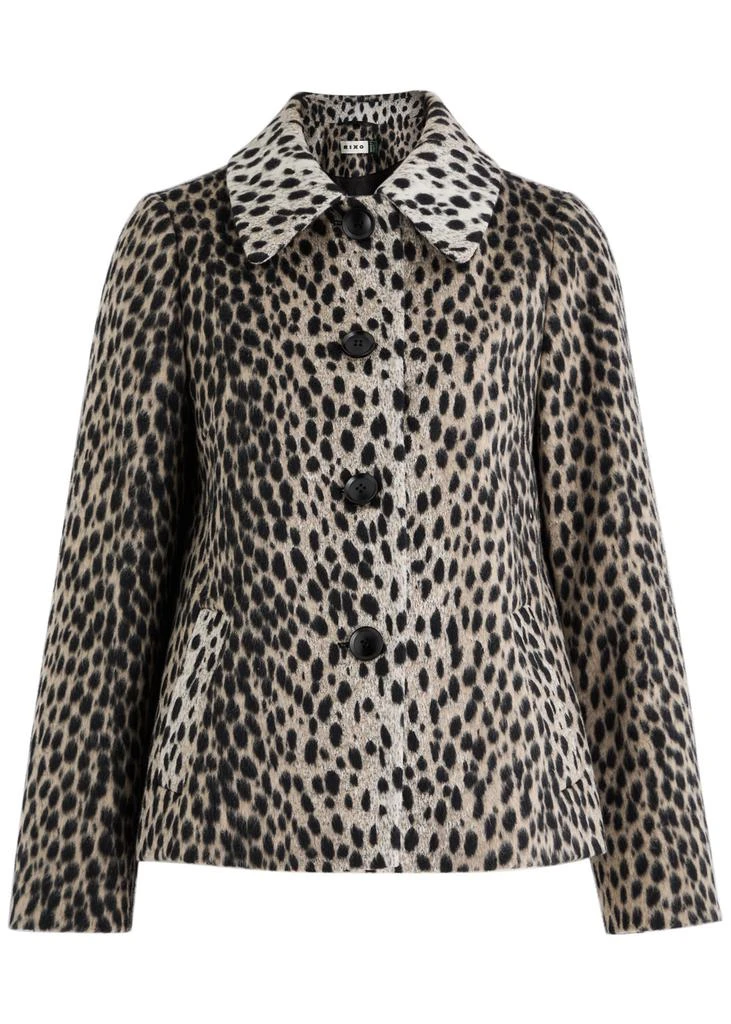 Rixo Tommie leopard-intarsia brushed-knit jacket 1
