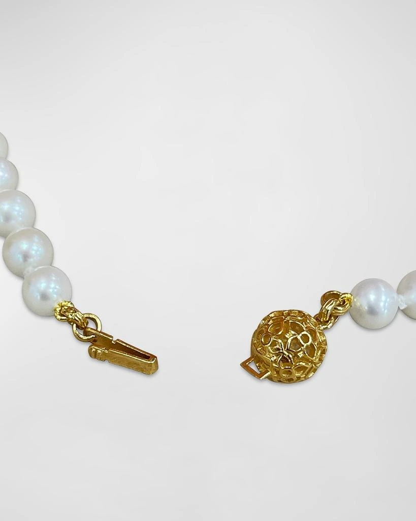 Stephen Dweck White Pearl Necklace with Signature Flower Clasp in 18K Gold 3