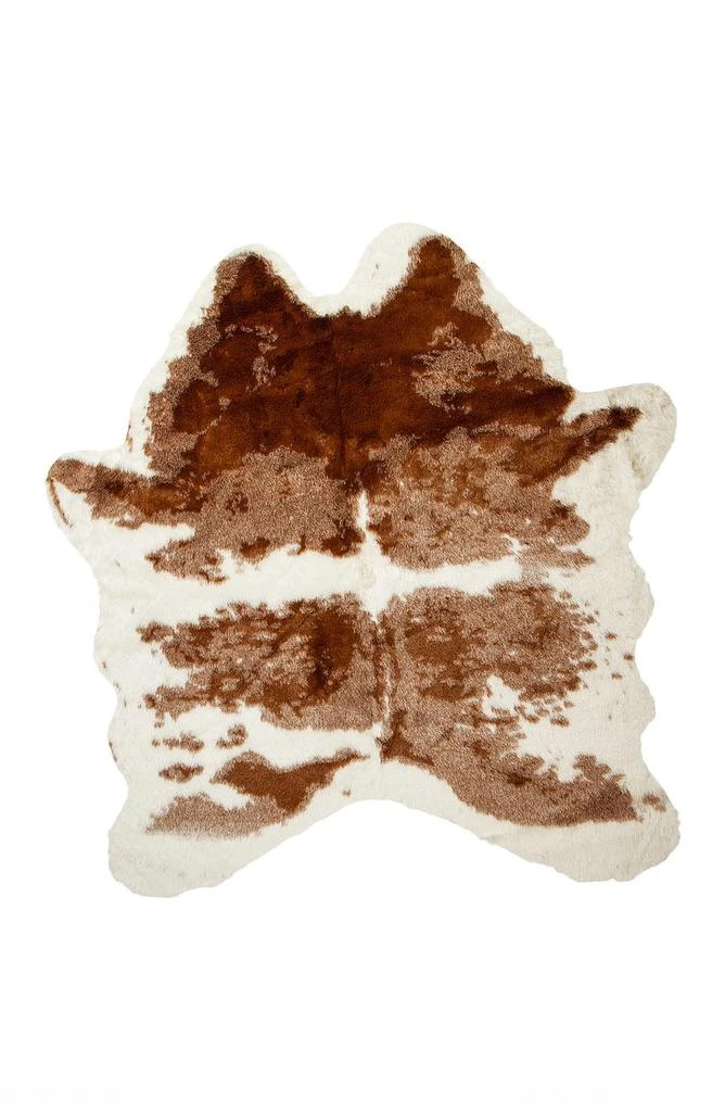 LUXE Faux Hide Area Rug/Throw - Brown/White 2