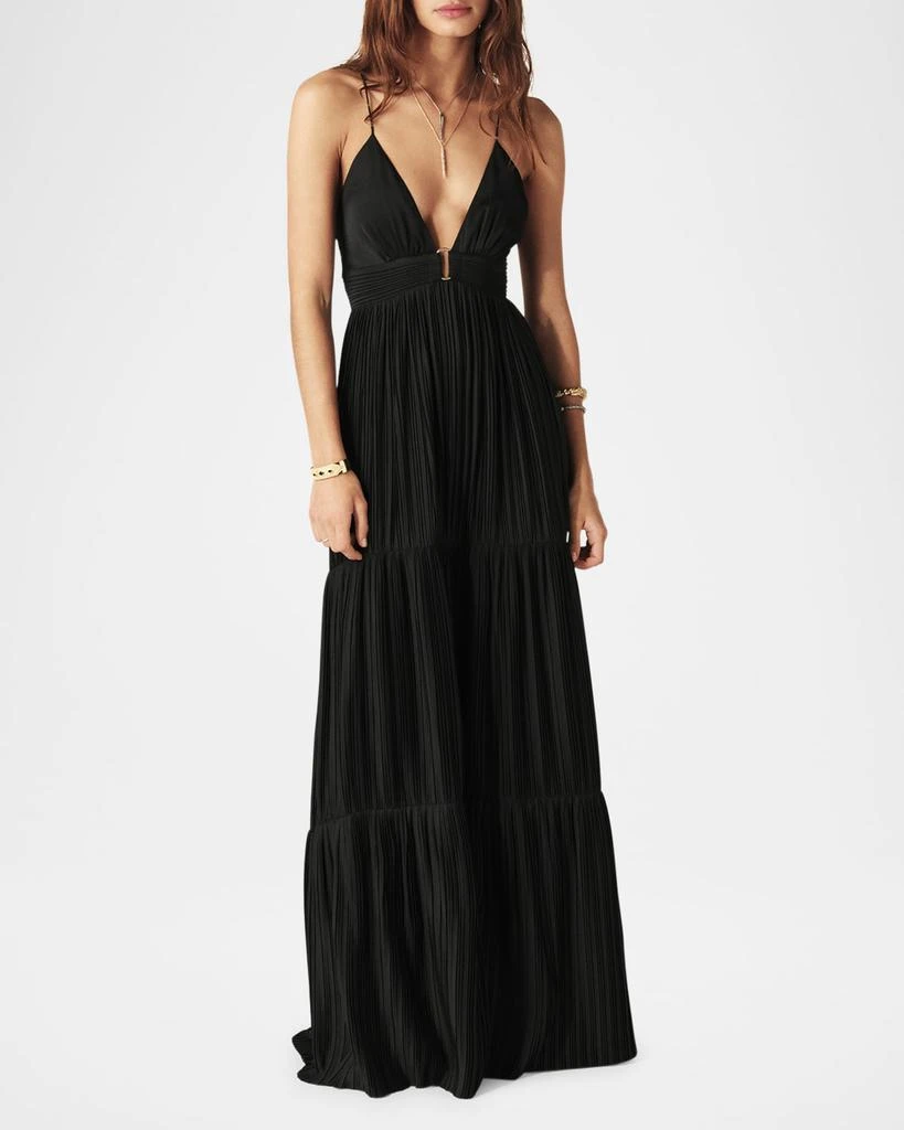 chinese dress ladies Selene Cut-Out Deep V Maxi Dress  White  Ora Marella
