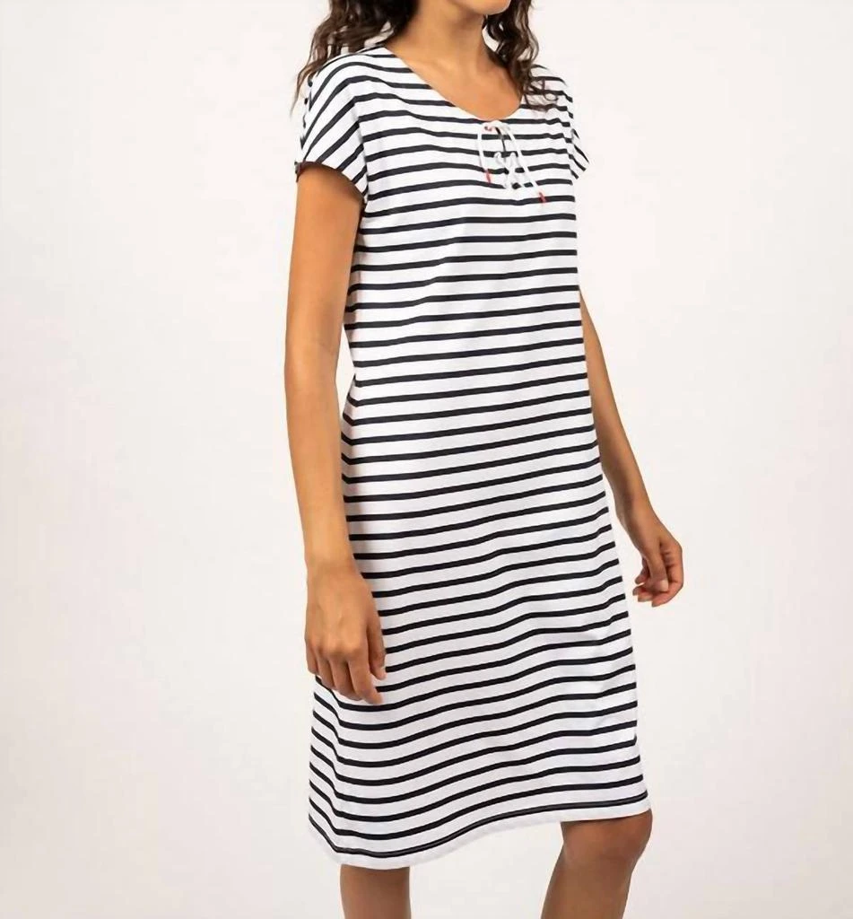 Saint James Lanveoc Dress With Drawstrings In White/navy 3