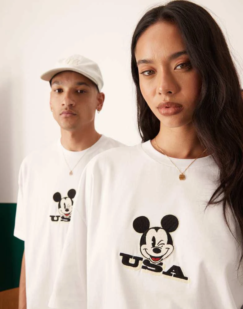 ASOS ASOS DESIGN Disney unisex oversized t-shirt with Mickey Mouse prints in white 3