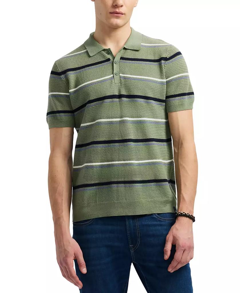 BUFFALO David Bitton Men's Winder Short Sleeve Striped Polo Sweater