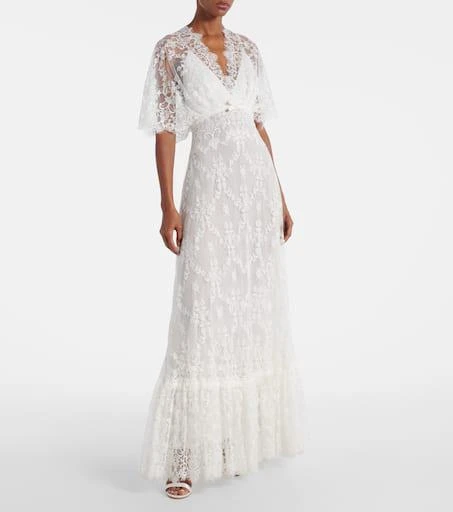 Elie Saab Embroidered cotton-blend lace gown - 34