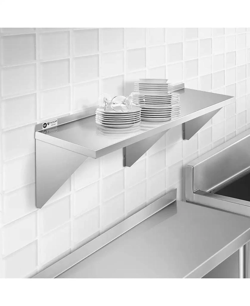 KUTLER 18" x 60" Stainless Steel Shelf, NSF Commercial Wall Mount Shelving w/ Backsplash, Floating Metal Mounted Shelves for Restaurant, Kitchen, Home 6