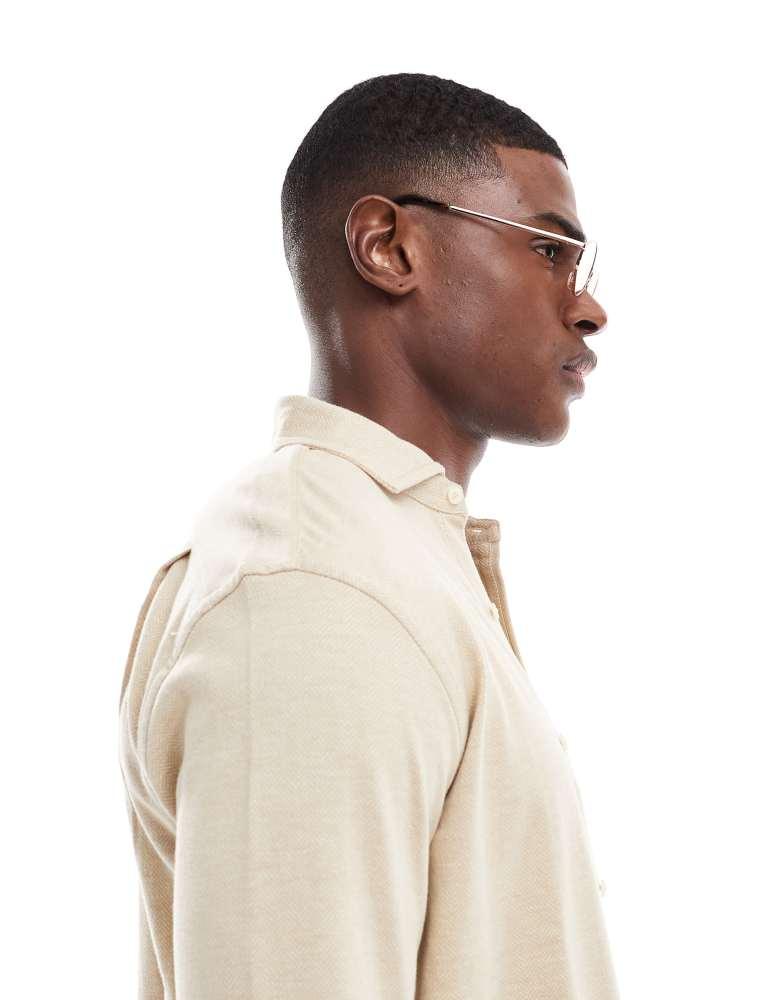 ASOS ASOS DESIGN hexagon sunglasses in gold metal with brown lens