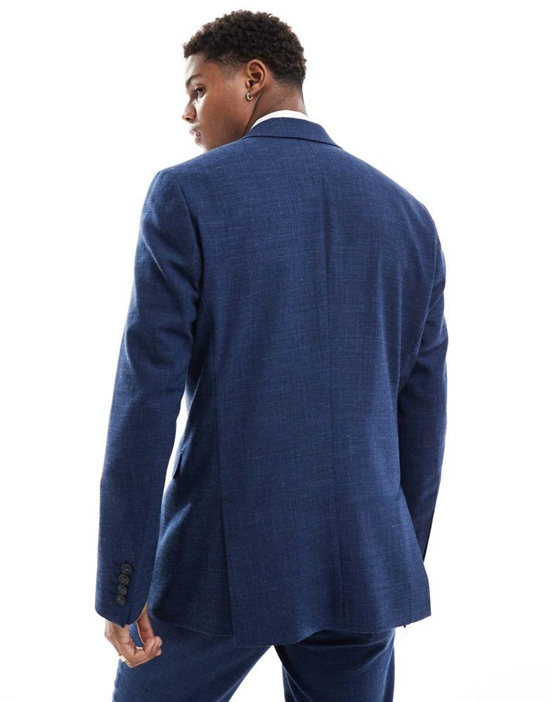 Selected Homme Selected Homme linen mix slim fit suit jacket in dark navy 4