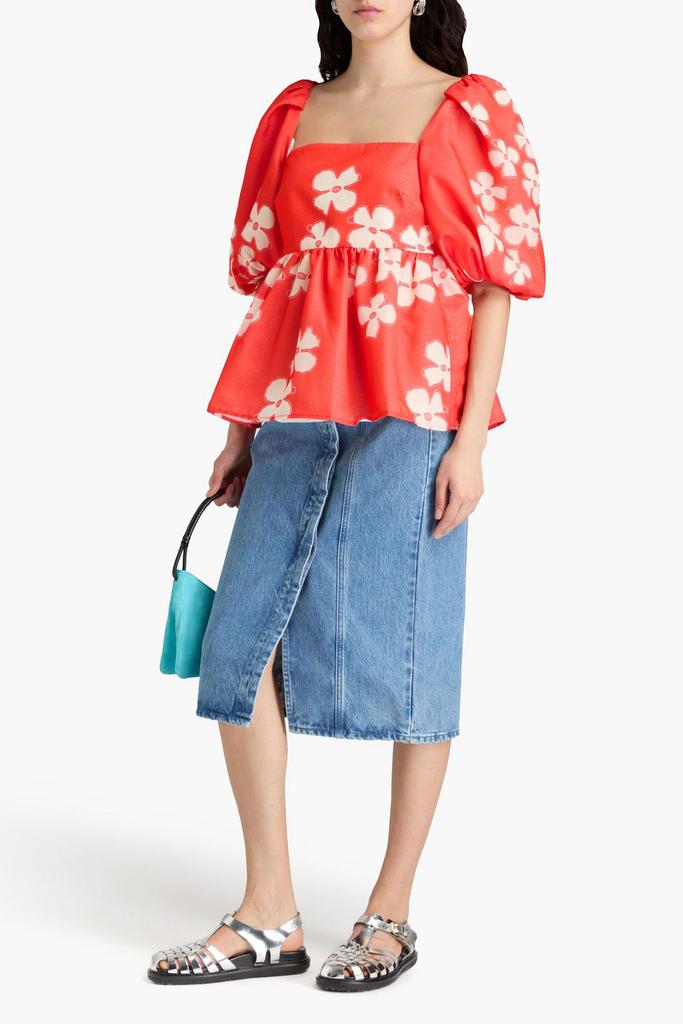 Stine Goya Kinsley floral-jacquard peplum top