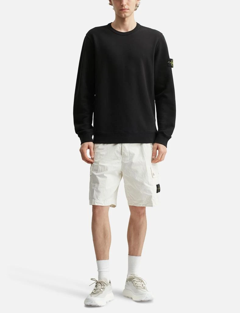 Stone Island Brushed Organic Cotton Fleece Sweatshirt With Ribbed Insert 5
