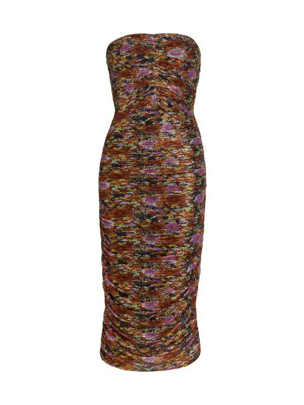 Ramy Brook Claire Ruched Floral Midi Dress 5