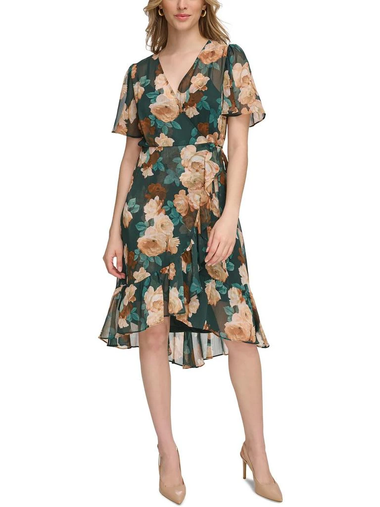 Calvin Klein Womens Faux Wrap Chiffon Wrap Dress 1