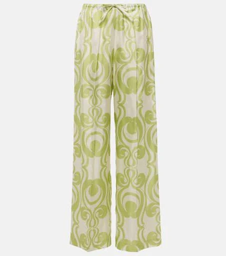 Dries Van Noten Printed silk wide-leg pants 1