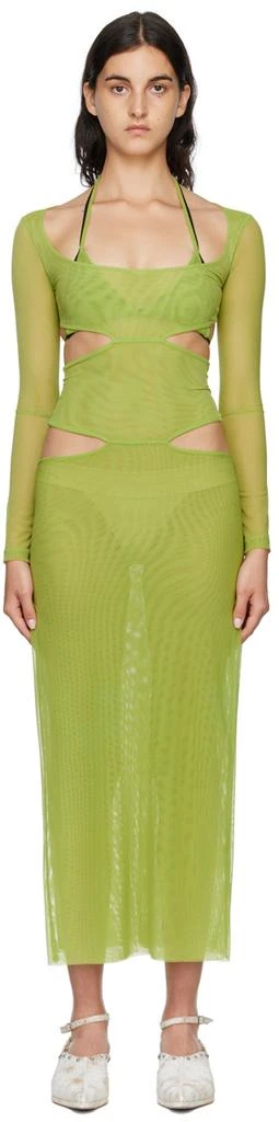 Kathryn Bowen SSENSE Exclusive Green Cutout Maxi Dress 1