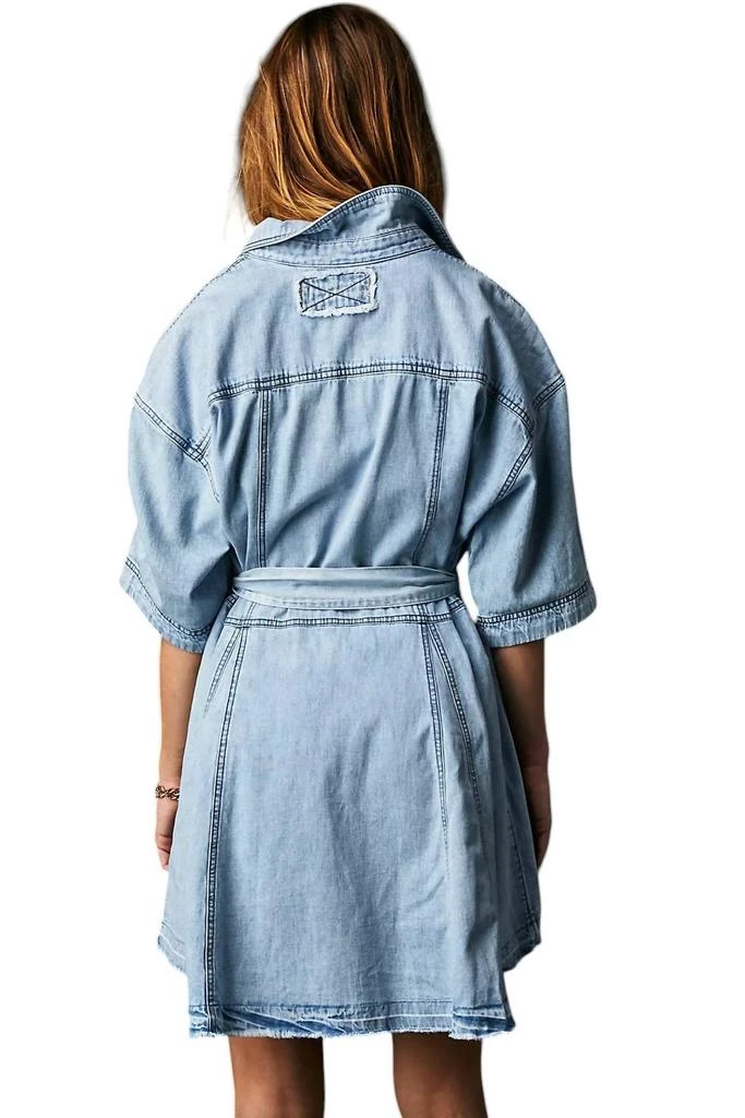 Free People Jenny Denim Tunic Top In Light Indigo Combo 3